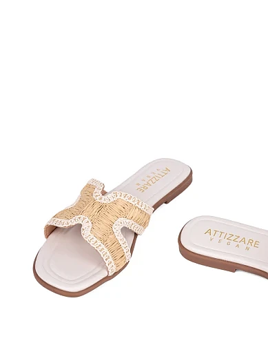 Жіночі шльопанці Attizzare тканинні рисового кольору - фото 2 - Miraton