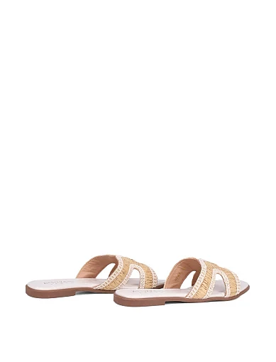 Жіночі шльопанці Attizzare тканинні рисового кольору - фото 4 - Miraton