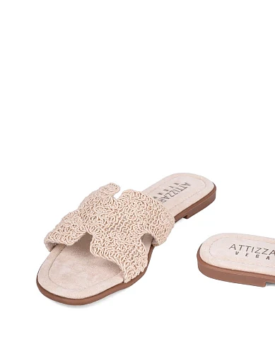 Жіночі шльопанці Attizzare тканинні рисового кольору - фото 2 - Miraton