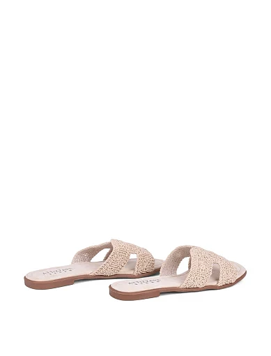 Жіночі шльопанці Attizzare тканинні рисового кольору - фото 4 - Miraton