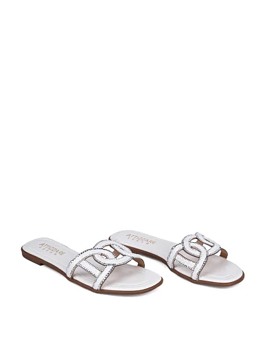 Жіночі шльопанці Attizzare тканинні білі - фото 3 - Miraton