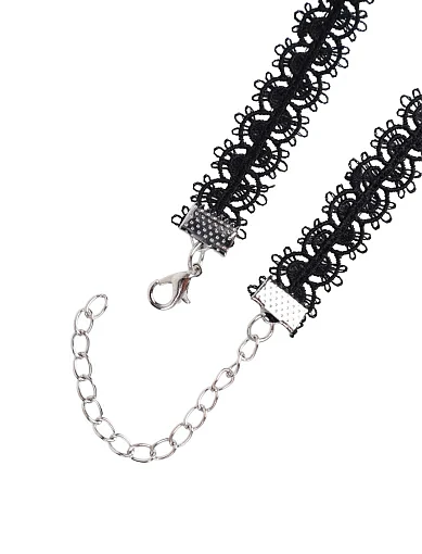 Ажурний чокер з квіткою чорний - фото 2 - Miraton