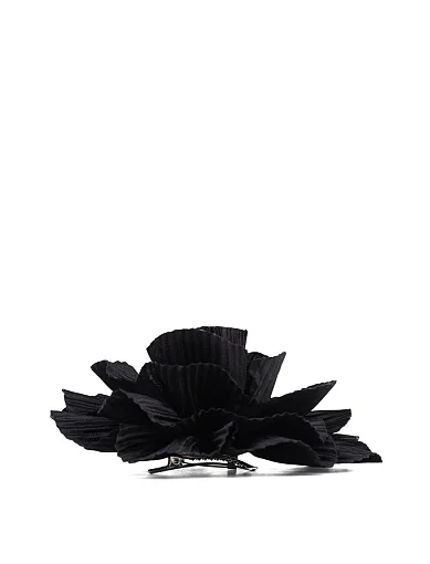 Брошка квітка тканинна чорна - фото 2 - Miraton