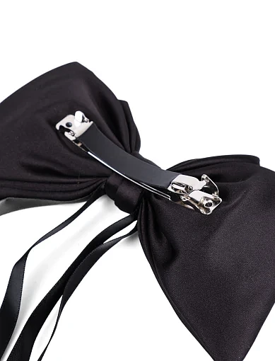 Заколка автомат для волосся чорна з атласним бантом та стрічками - фото 2 - Miraton