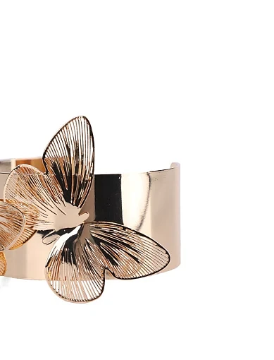 Жіночий браслет кафф з метеликами в золоті - фото 3 - Miraton