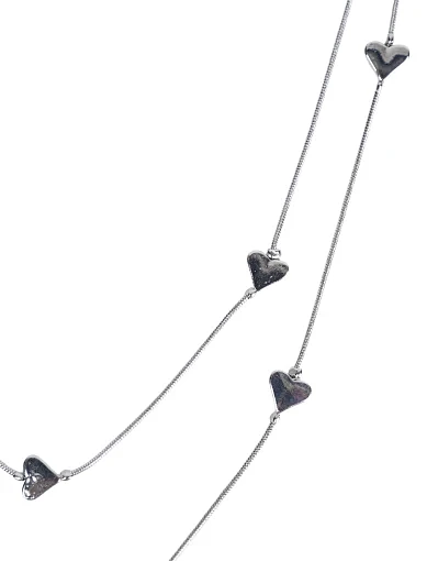 Подвійне кольє в сріблі сердечка - фото 3 - Miraton