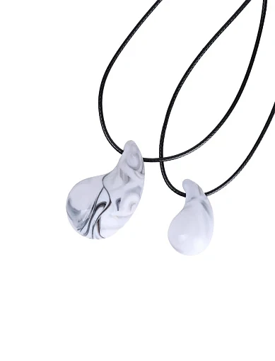 Подвійне кольє шнурок з підвіскою крапля - фото 3 - Miraton