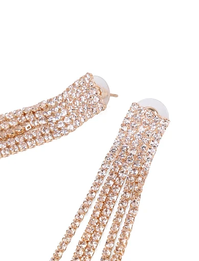 Сережки підвіски золоті з кристалами - фото 2 - Miraton