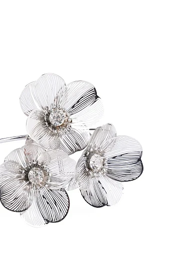 Жіночий браслет кафф з квітами в сріблі - фото 3 - Miraton