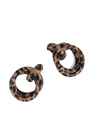 Сережки круглі коричневі з леопардовим принтом(AP-15) - фото 2 - Miraton