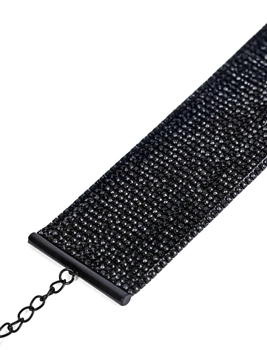 Жіночий браслет тканинний з чорними кристалами - фото 2 - Miraton