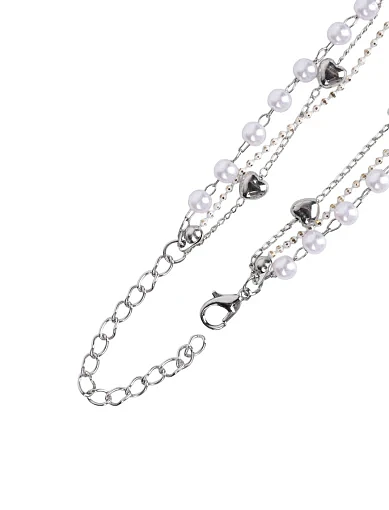 Жіночий браслет для ніг (анклет) з намистинами й перлами в сріблі - фото 2 - Miraton