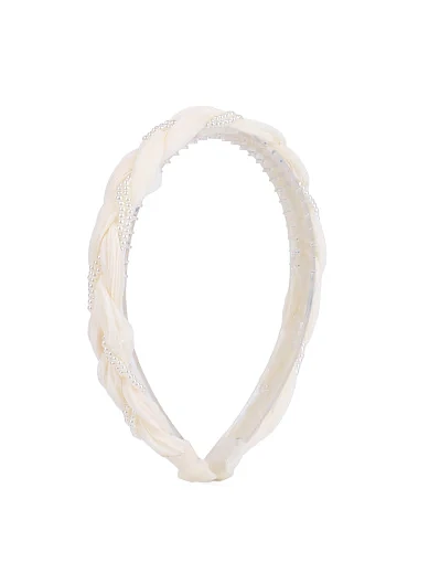 Плетений обруч для волосся бежевий з екошкіри - фото 2 - Miraton