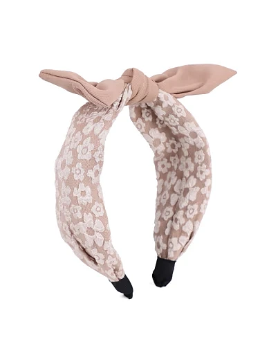 Широкий обуч тканинний бежевий з принтом з імітацією пов'язки - фото 2 - Miraton