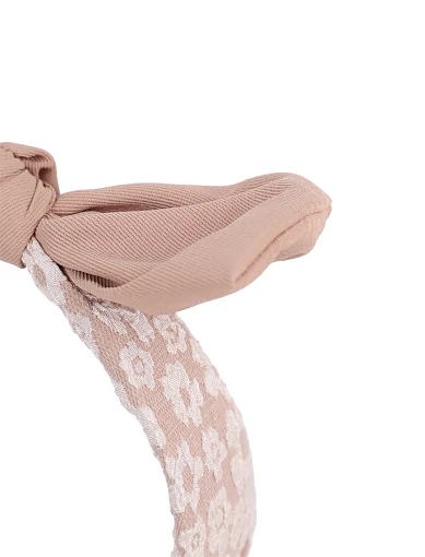 Широкий обуч тканинний бежевий з принтом з імітацією пов'язки - фото 3 - Miraton