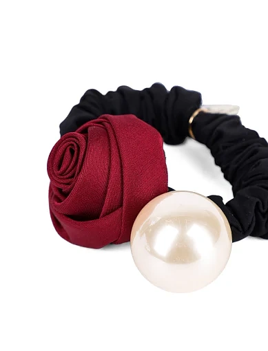 Резинка для волос с бусинами черная - фото 2 - Miraton