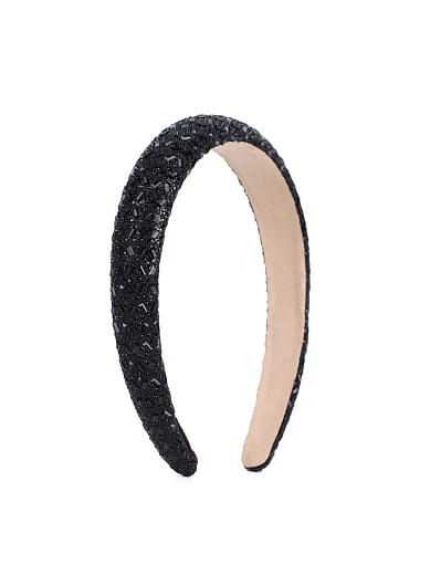 Обруч для волосся в намистинах чорний - фото 2 - Miraton