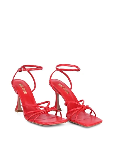 Жіночі босоніжки MIRATON шкіряні червоні - фото 4 - Miraton