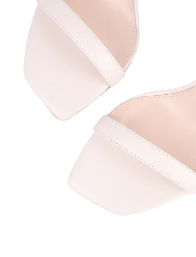 Жіночі босоніжки MiaMay шкіряні рисового кольору - фото 5 - Miraton