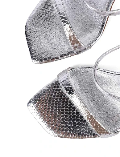 Жіночі сабо Mia May шкіряні срібного кольору - фото 5 - Miraton