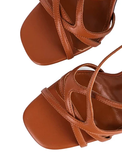 Жіночі босоніжки MIRATON шкіряні коричневі - фото 5 - Miraton