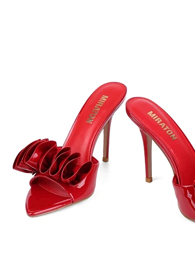 Жіночі сабо MIRATON лакові червоні - фото 3 - Miraton