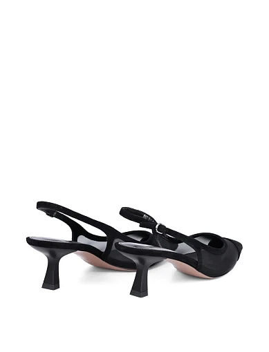 Жіночі туфлі слінгбеки MIRATON велюрові чорні - фото 5 - Miraton