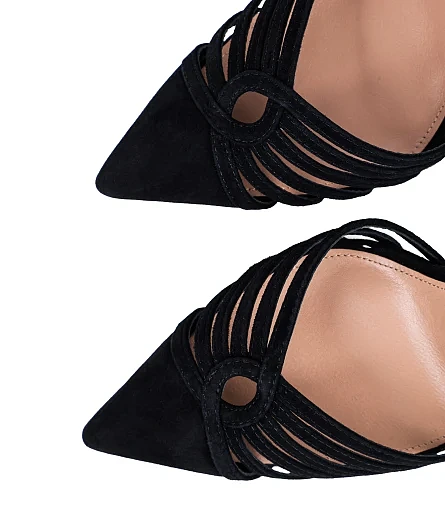 Жіночі туфлі слінгбеки MiaMay велюрові чорні - фото 5 - Miraton