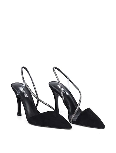 Жіночі туфлі слінгбеки MIRATON велюрові чорні(MP781-5-1) - фото 3 - Miraton