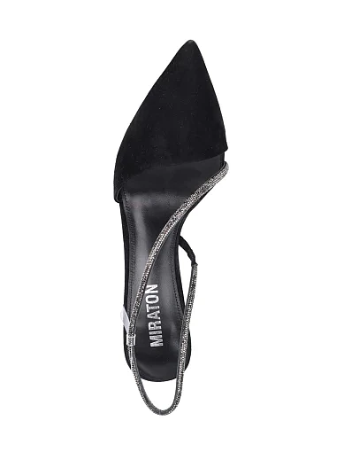 Жіночі туфлі слінгбеки MIRATON велюрові чорні(MP781-5-1) - фото 5 - Miraton