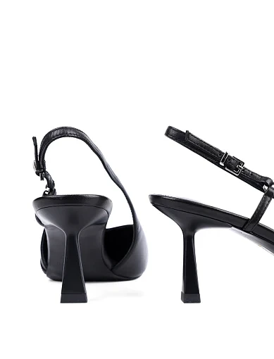 Жіночі туфлі слінгбеки MIRATON шкіряні чорні - фото 2 - Miraton