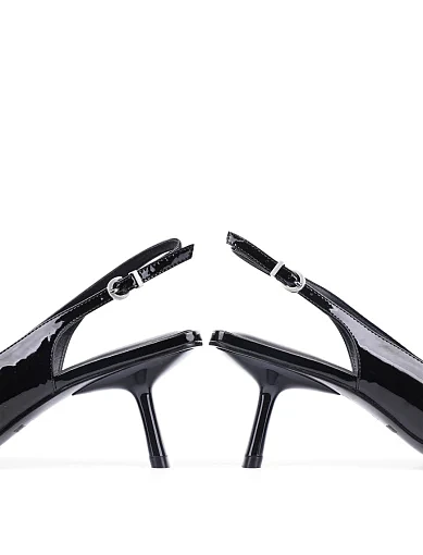 Жіночі туфлі слінгбеки MIRATON лакові чорні - фото 2 - Miraton