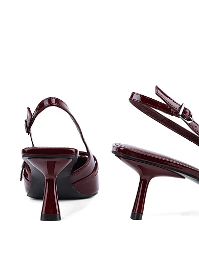 Жіночі туфлі слінгбеки MIRATON лакові бордові - фото 2 - Miraton