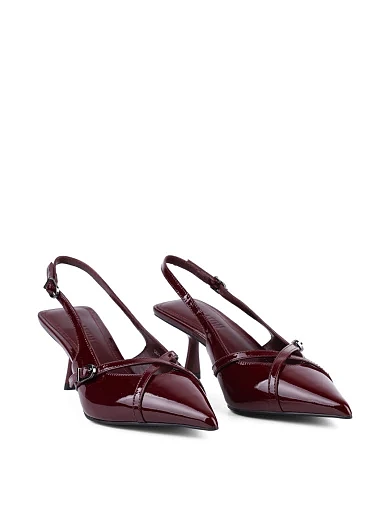 Жіночі туфлі слінгбеки MIRATON лакові бордові - фото 3 - Miraton