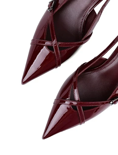 Жіночі туфлі слінгбеки MIRATON лакові бордові - фото 5 - Miraton