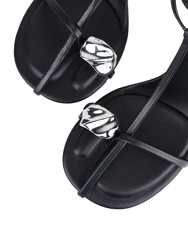 Жіночі босоніжки MIRATON шкіряні чорні - фото 5 - Miraton