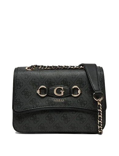 Жіноча сумка крос-боді Guess з екошкіри бежева з ланцюжком фото 1