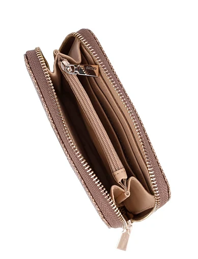 Жіночий гаманець з екошкіри бежевий на блискавці - фото 4 - Miraton