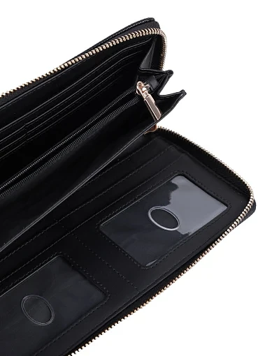 Жіночий гаманець з екошкіри чорний на блискавці - фото 4 - Miraton