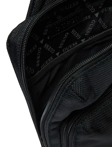 Чоловіча сумка слінг Guess чорна з накладними кишенями (HMLUHN P5117) - фото 5 - Miraton