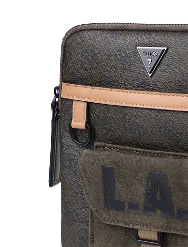 Чоловіча сумка месенджер Guess з екошкіри зелена (HMMIAR P5123) - фото 4 - Miraton