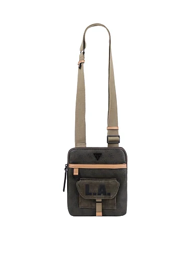 Чоловіча сумка месенджер Guess з екошкіри зелена (HMMIAR P5123) - фото 6 - Miraton