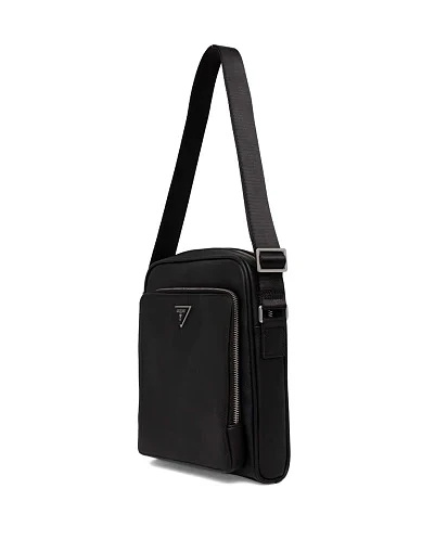 Чоловіча сумка крос-боді Guess із екошкіри чорна з накладними кишенями (HMMISA P4260ВЛ25) - фото 2 - Miraton