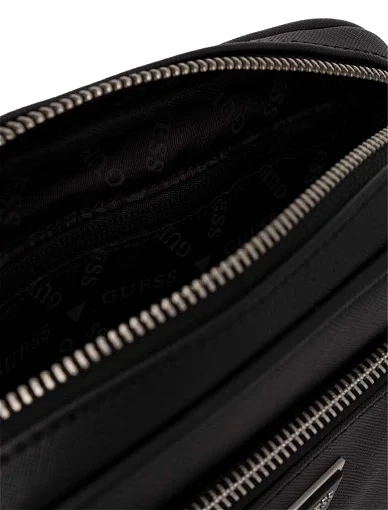 Чоловіча сумка крос-боді Guess із екошкіри чорна з накладними кишенями (HMMISA P4260ВЛ25) - фото 5 - Miraton