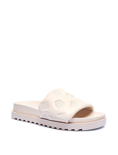 Жіночі шльопанці Guess з екошкіри молочного кольору - фото 3 - Miraton