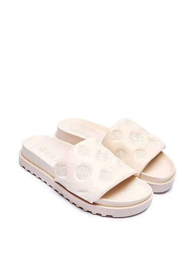 Жіночі шльопанці Guess з екошкіри молочного кольору - фото 4 - Miraton