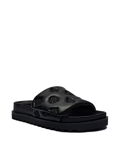 Женские шлепанцы Guess из экокожи черные - фото 2 - Miraton