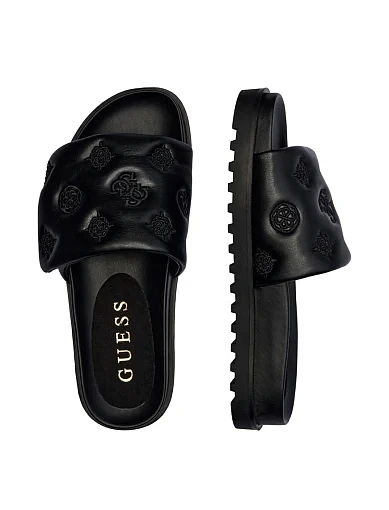 Женские шлепанцы Guess из экокожи черные - фото 4 - Miraton
