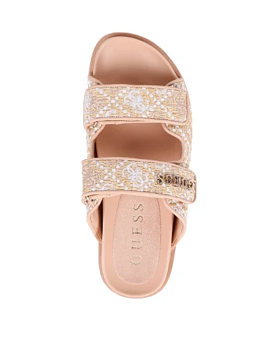 Жіночі шльопанці Guess з екошкіри бежеві - фото 2 - Miraton