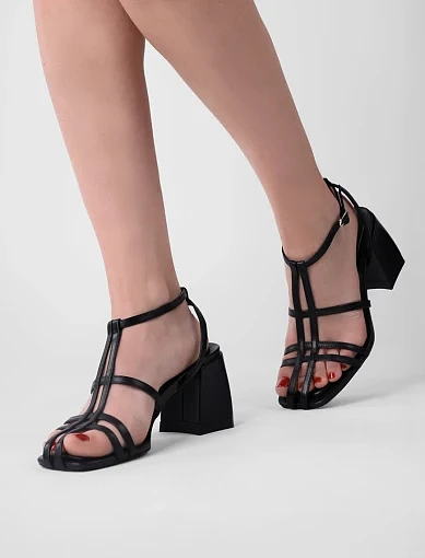 Жіночі босоніжки MIRATON шкіряні чорні - фото 2 - Miraton